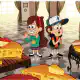 Dipper and Mabel surrounded by cheese