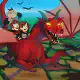 Dipper, Mabel and Blendin riding a dragon