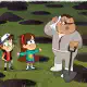 Dipper, Mabel and Blendin surrounded by potholes