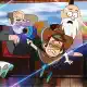 Dipper shooting a lasergun in train wagon